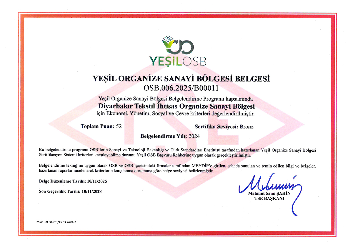 Yeşil OSB Belgesi